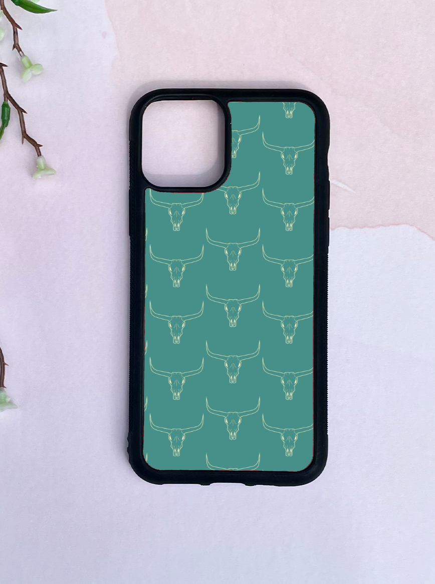 Turquoise Bull Skull Phone Case