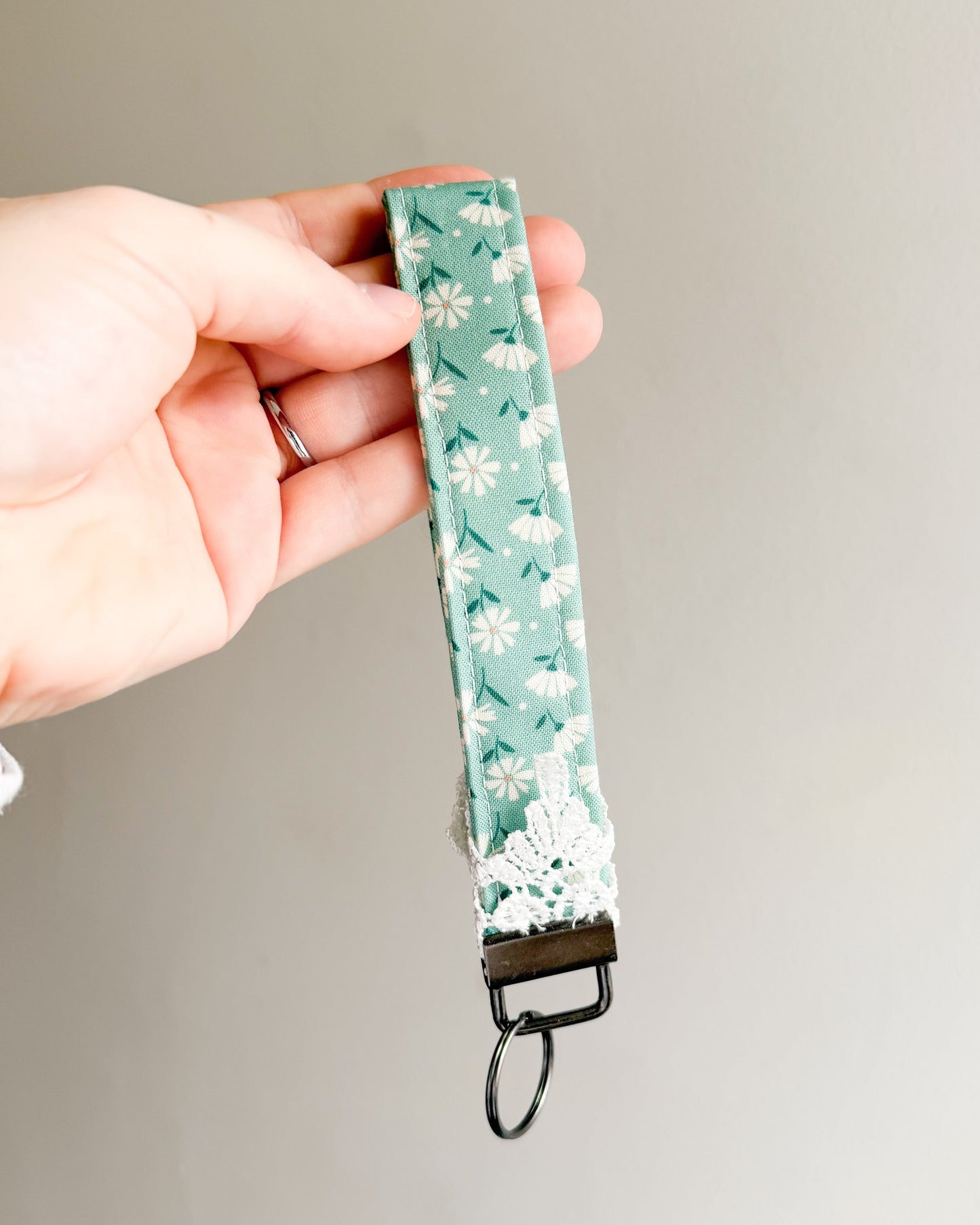Blue Floral Key Wristlet