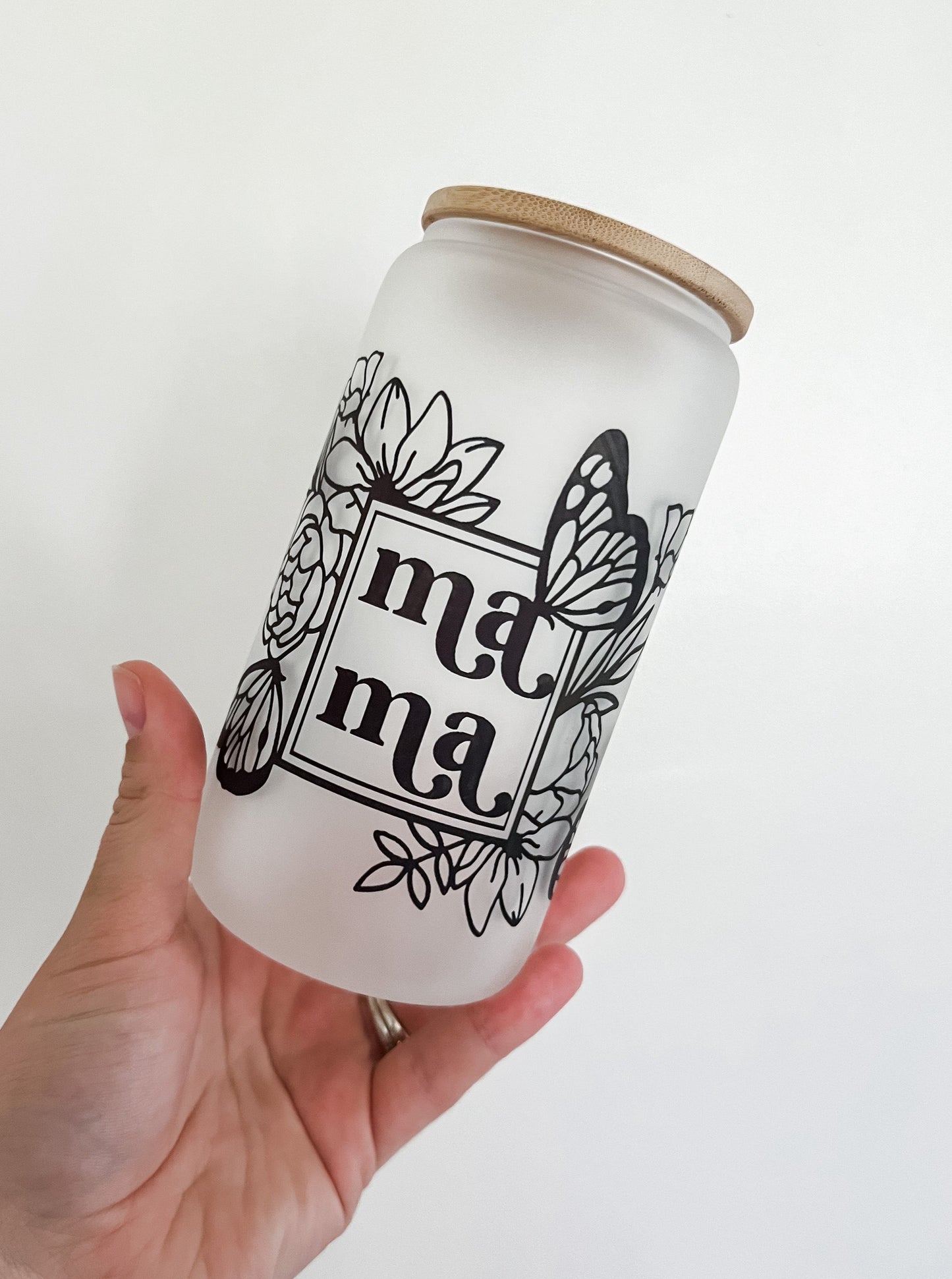 Butterfly Mama Glass Can Cup