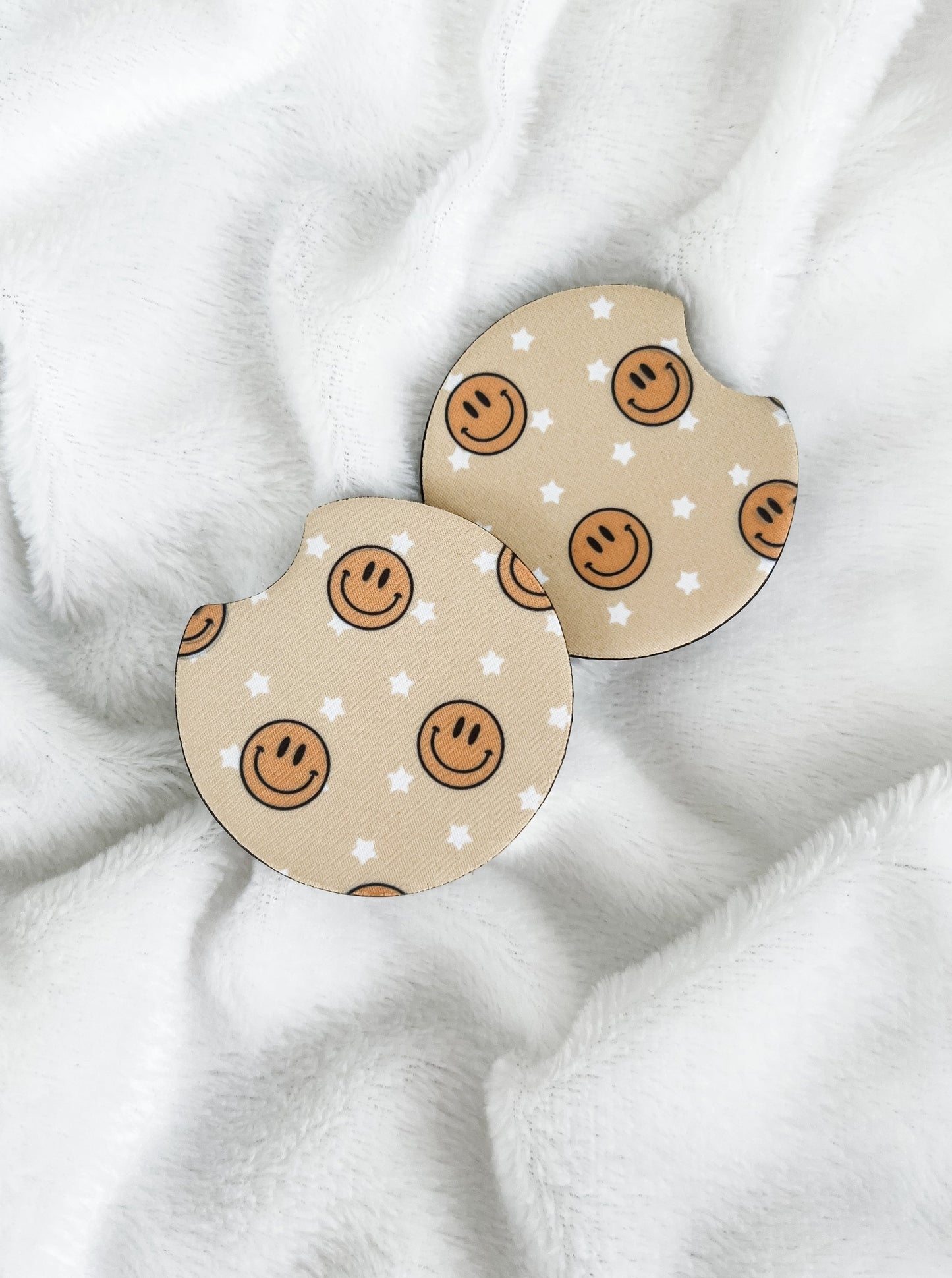 Yellow Smiley Car Coasters