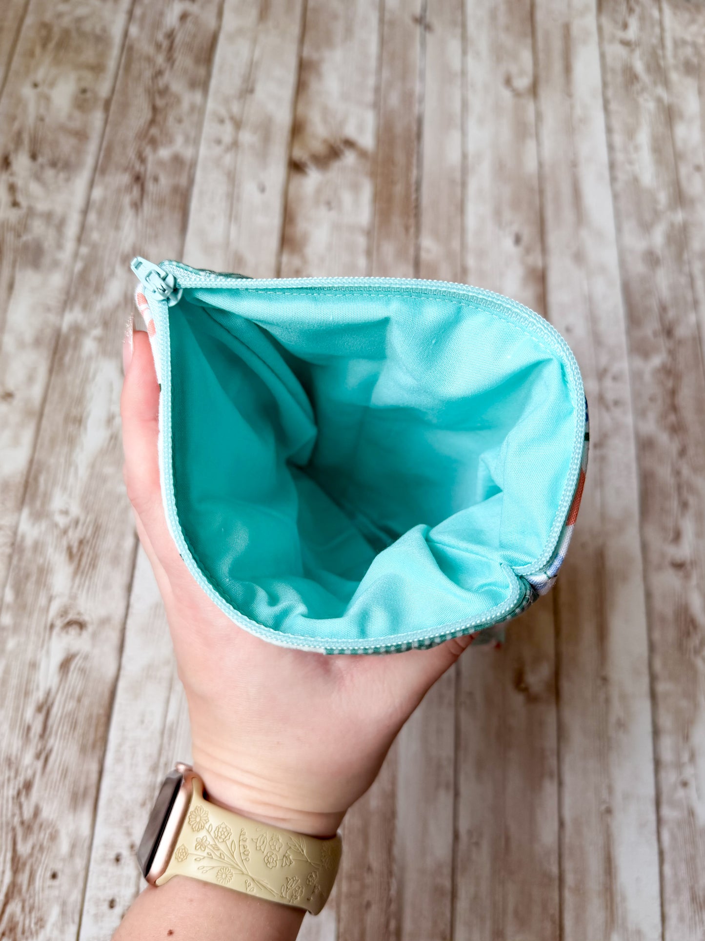 Teal Patchwork Quilted Kindle Sleeve with Zipper