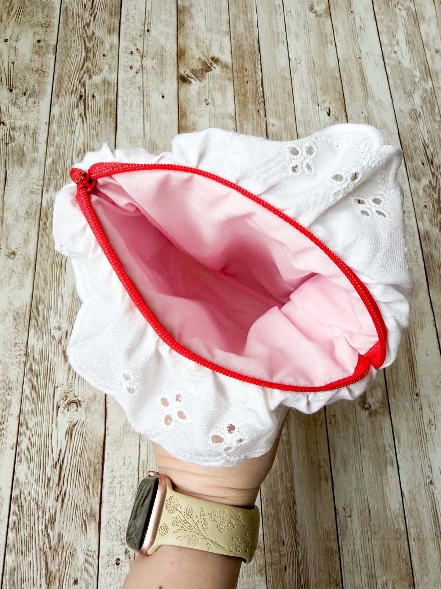 Strawberry Quilted Kindle Sleeve with Zipper and Ruffles