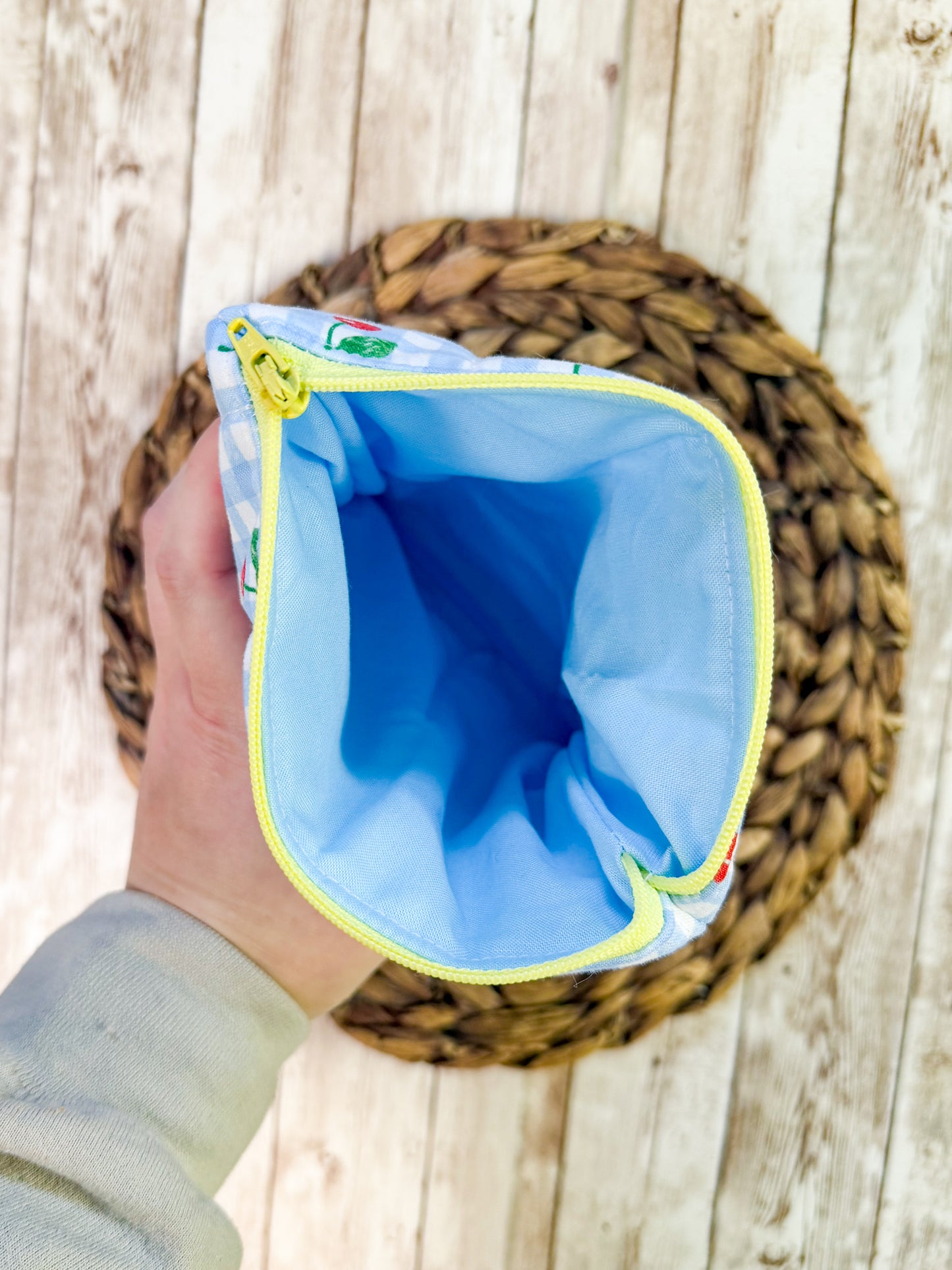 Cherry Gingham Quilted Kindle Sleeve with Zipper