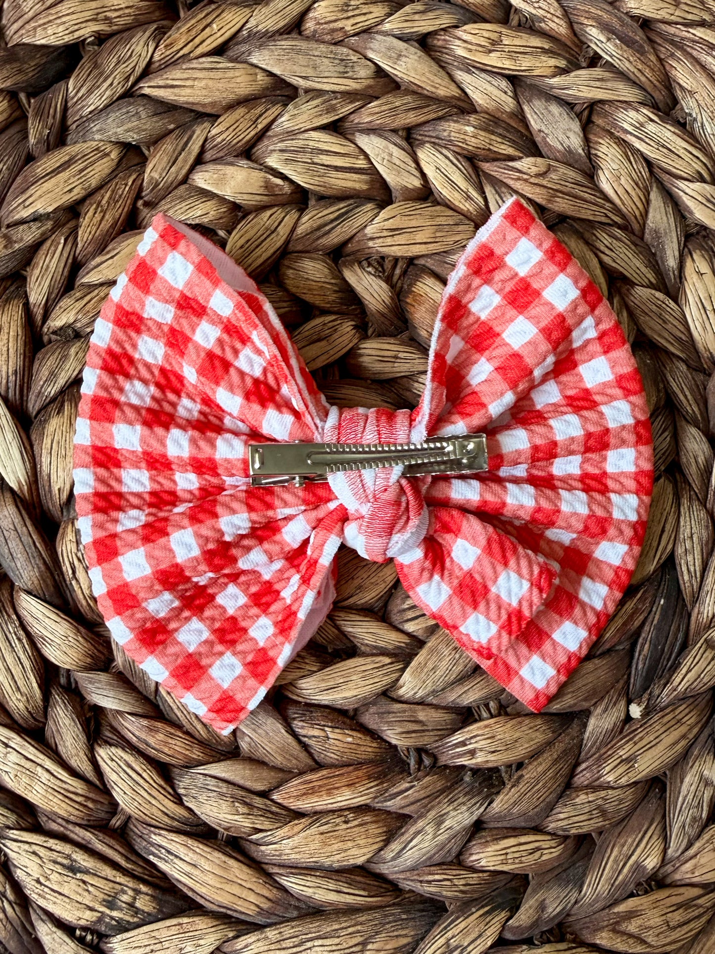 Red Gingham Hair Bow