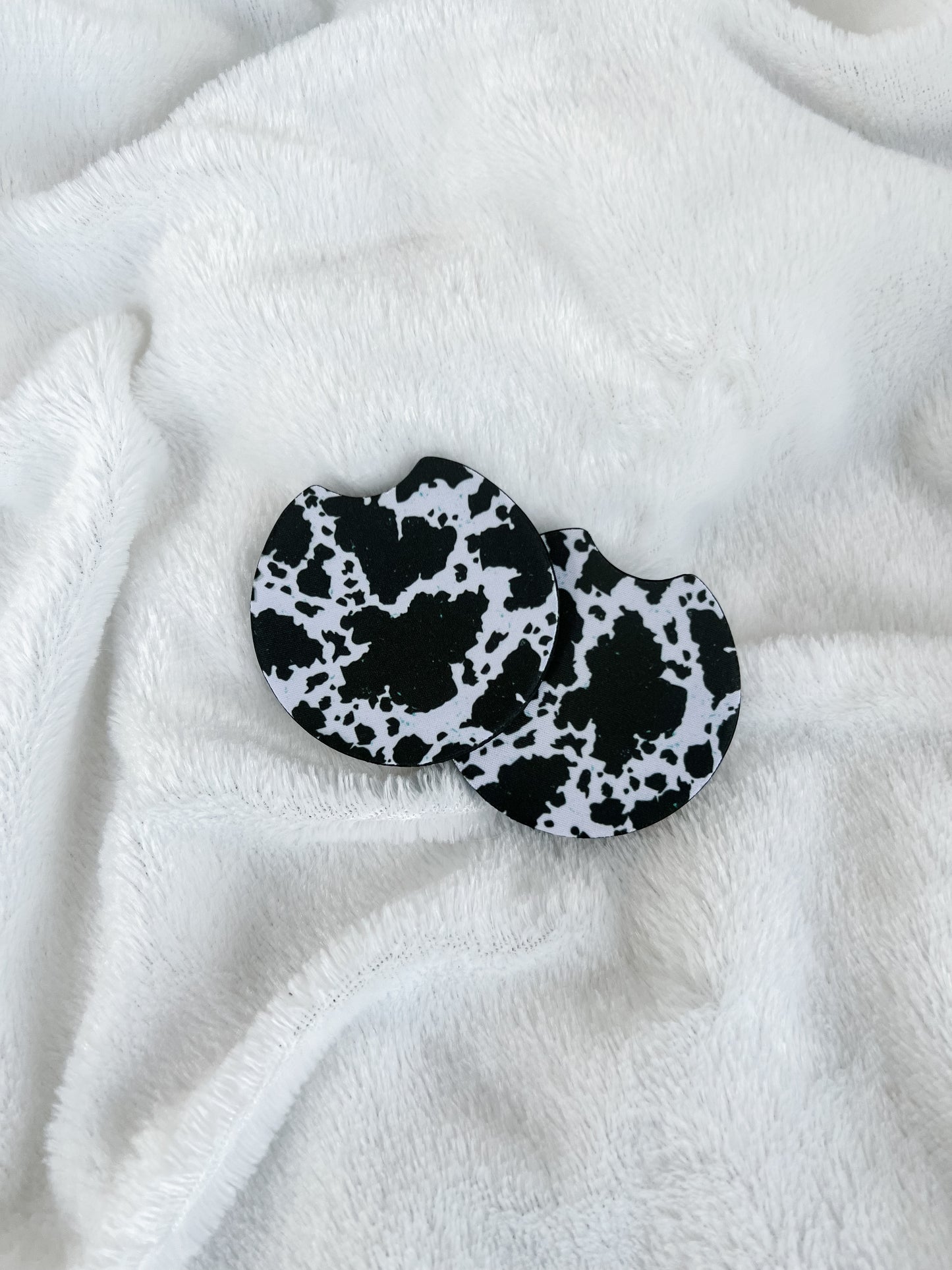 Cow Print Car Coasters
