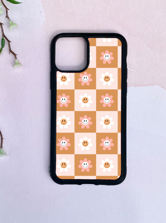 Groovy Checkered Flowers Phone Case