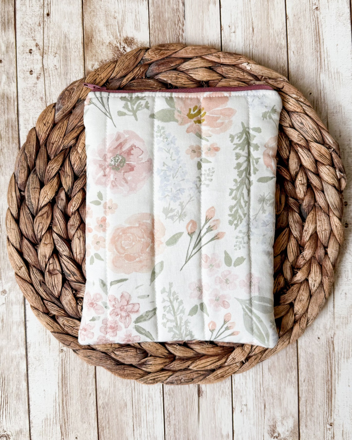 Floral Quilted Kindle Sleeve with Zipper