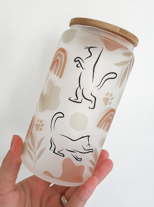 Neutral Cat Glass Can Cup