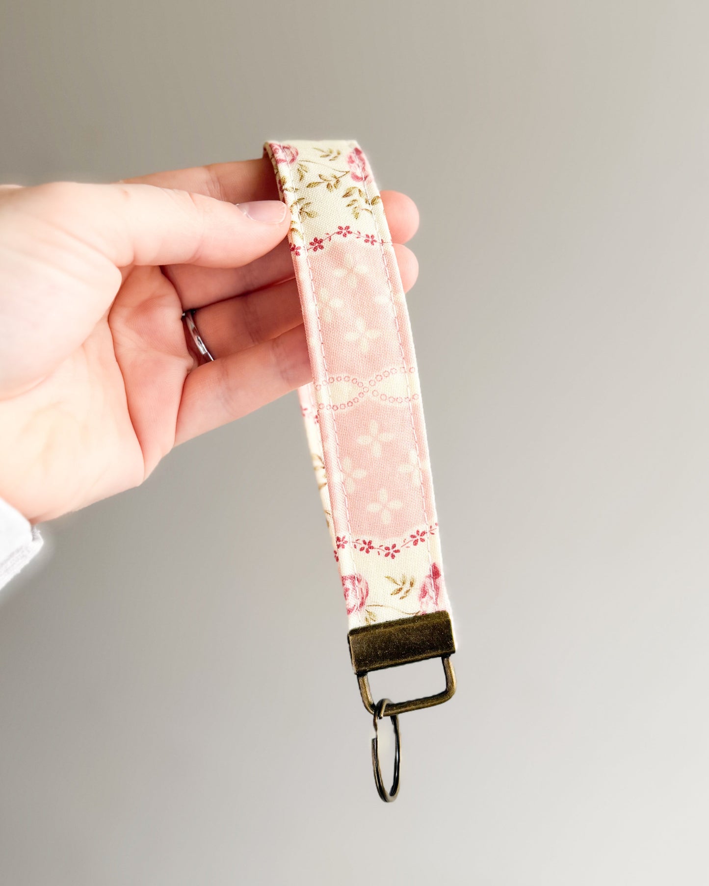 Vintage Pink Key Wristlet