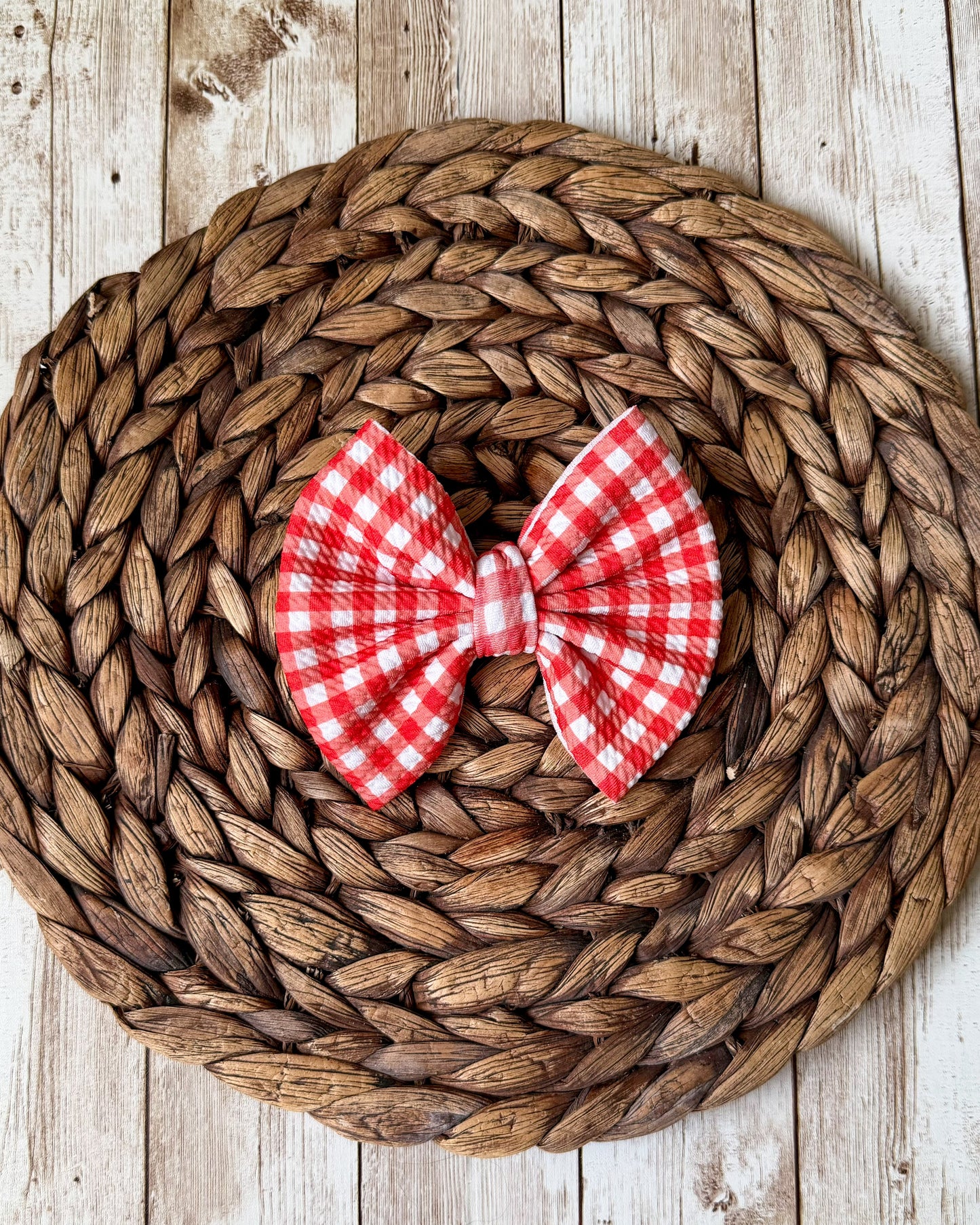 Red Gingham Hair Bow