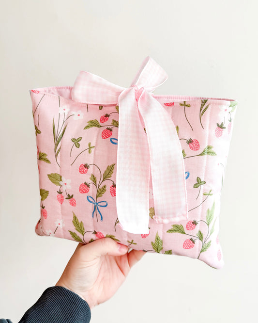 Strawberry Field Quilted Book Sleeve