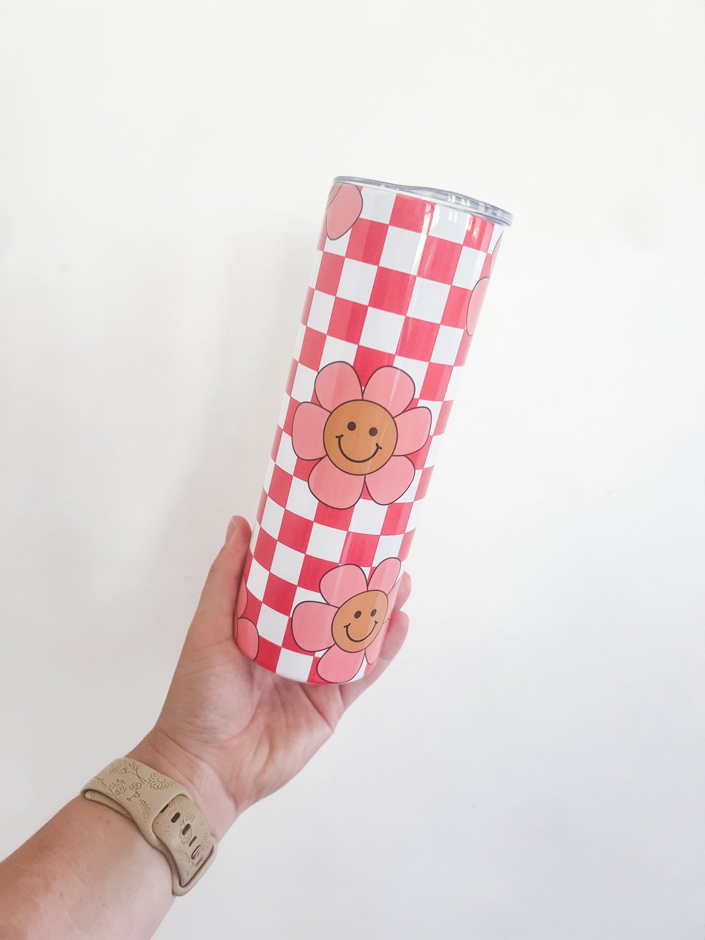 Checkered Smiley Tumbler