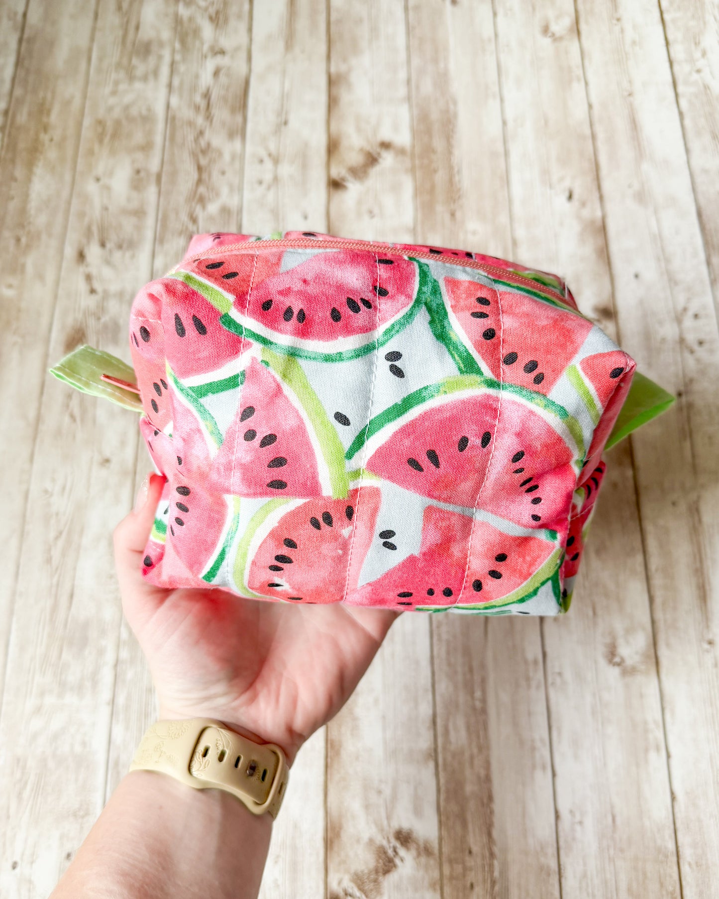 Watermelon Quilted Small Boxy Pouch