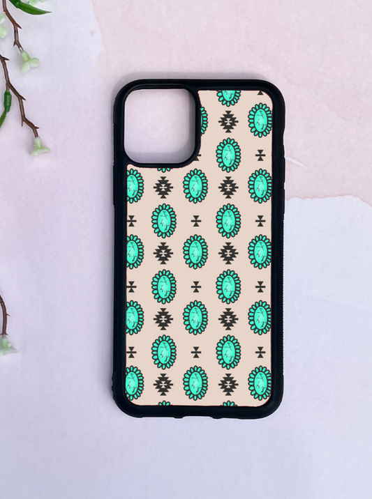 Beige and Turquoise Phone Case